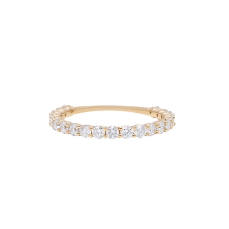 Diana M 14 Kt Yellow Gold Diamond Ring With Eternity Band Design Adorned With 0.75 Cts Tw Round Brilliant Cut Diamonds