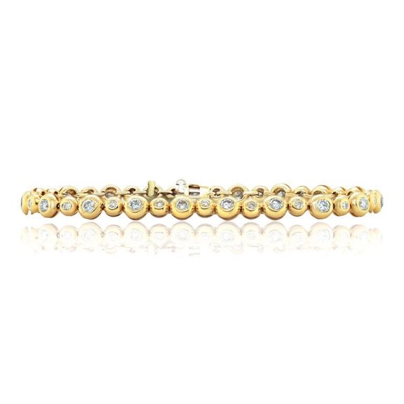 Diana M 14 Kt Yellow Gold Diamond Tennis Bracelet Featuring 2.50 Cts Tw of Diamonds