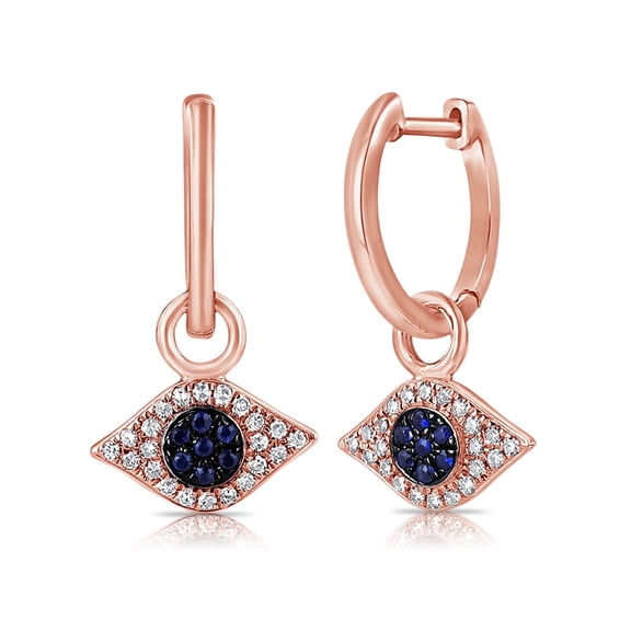 Diana M 14K Rose Gold 2.35 Gram Fashion Earrings 14 Sapphires 0.10 44 Diamonds 0.12