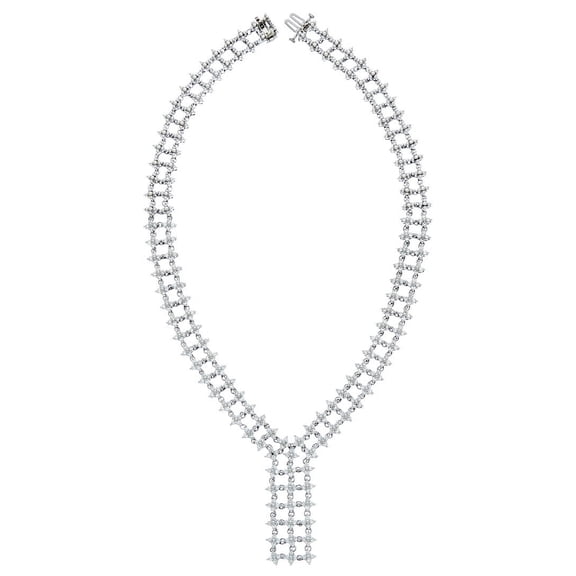 Diana M 14K White Gold Diamond Necklace Features 8.80Ct Of Diamonds