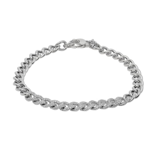 Diana M 14Kt White Gold Cuban Link Bracelet Featuring 0.80 Cts Of Diamonds (8.40 Gm)