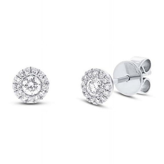 Diana M 14Kt White Gold Diamond Halo Stud Earrings