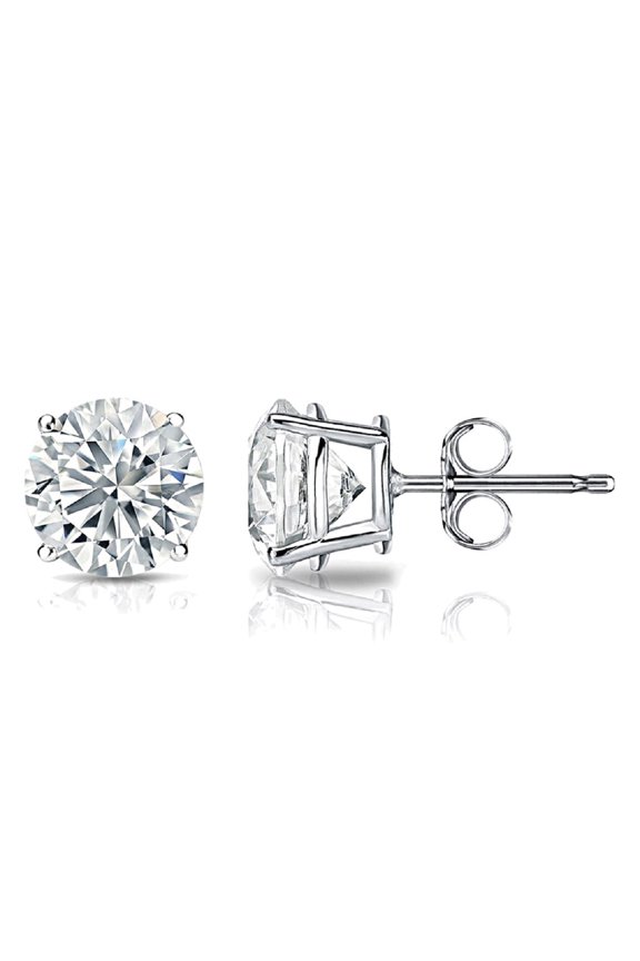 14Kt White Gold Stud Earrings Containing 6.03 Cts Of Round Diamonds (Ij Si)