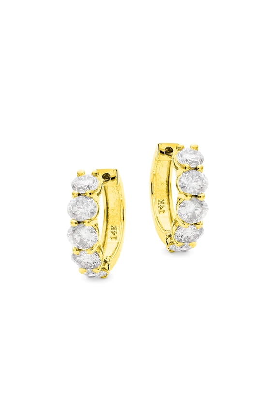 14Kt Yellow Gold 2.0 Cts Tw Diamond Mini Hoop Earrings
