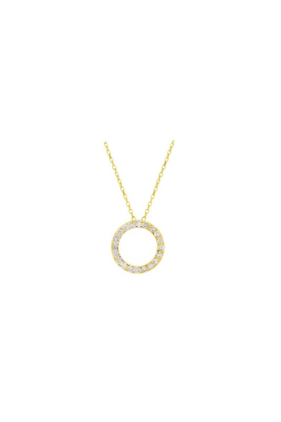14Ktyg Basic Circle Pendant Totoal 0.25Cts Diamonds