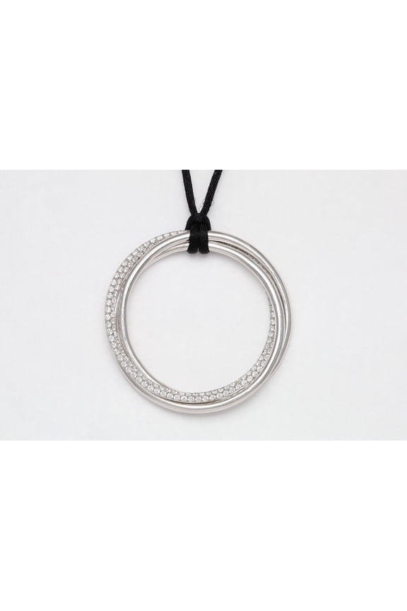 18 Kt White Gold Diamond Pendant with 3 Interlocking Rings Containing 3.53 Cts Tw of Diamonds