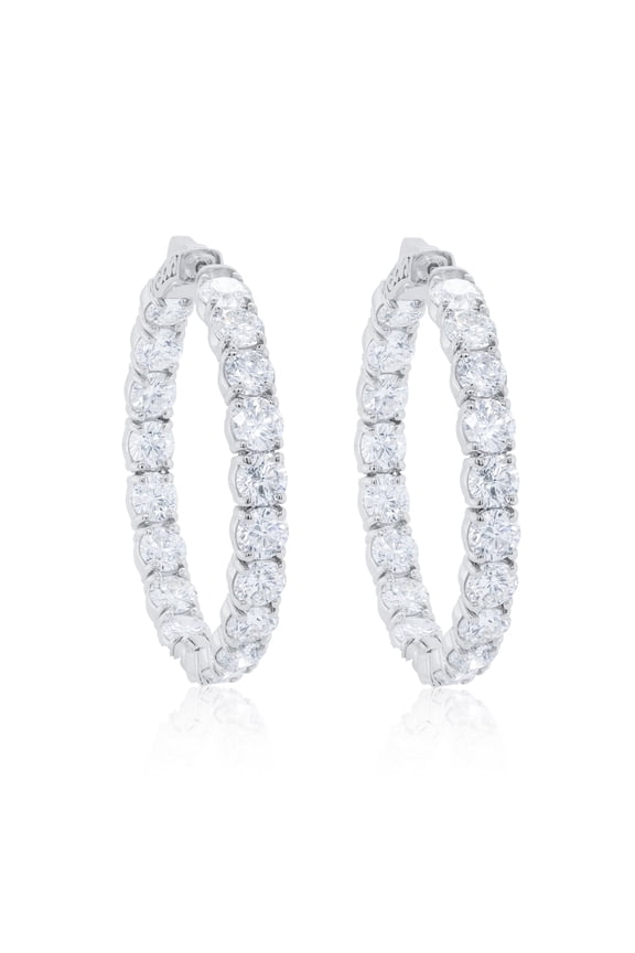 18 Kt White Gold Inside-Out Hoop Earrings Adorned With 15.60 Cts Tw Of Round Diamonds (48 Stones)