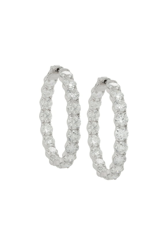 18 Kt White Gold Inside-Out Hoop Earrings Adorned With 21.00 Cts Tw Of Round Diamonds (36 Stones)