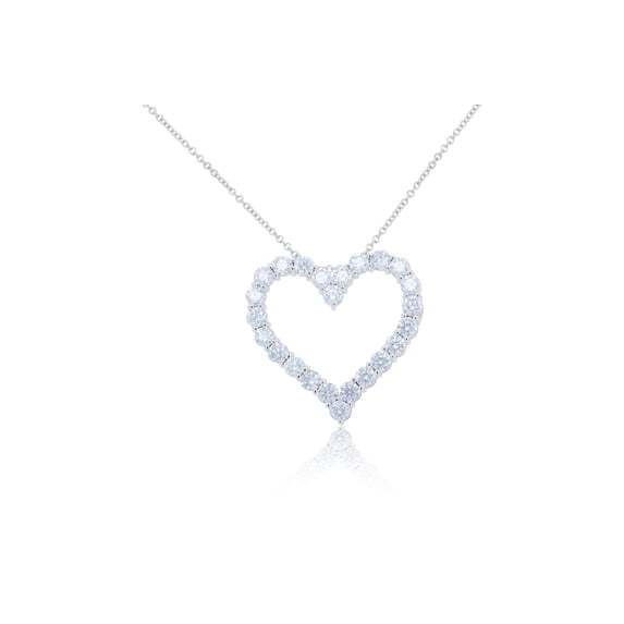 Diana M 18 Kt White Gold Open Heart Diamond Pendant