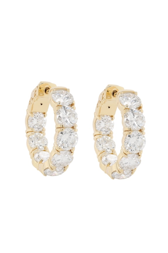 18 Kt Yellow Gold Inside-Out Hoop Earrings Adorned With 8.15 Cts Tw Of Round Diamonds (16 Stones)