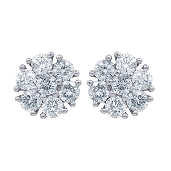 Diana M 18Kt White Gold Diamond Cluster Stud Earrings