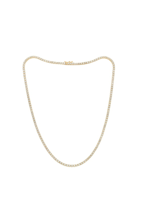 Custom 14 Kt Yellow Gold 7.00 Diamond Tennis Necklace, 160 Stones Each 0.05
