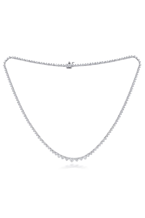 Custom 14K White Gold 16.5" Diamond Graduated Tennis Necklace 6.50 Cts 3 Prongs Diamond Color Fg Si Clarity. Excellent Cut