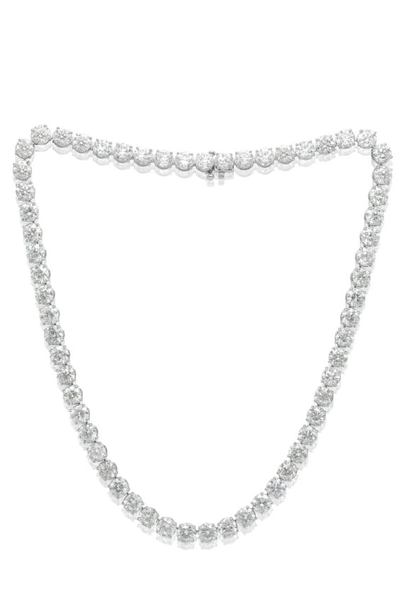 Custom 18 K White Gold 4 Prong Diamond Tennis Necklace 37.65 Cts Brilliant Cut Round Diamonds 79 Stones 0.48 Each Fg Color Si Clarity. Excellent Cut.