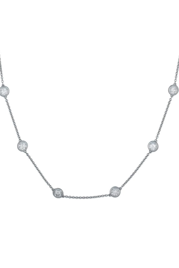Custom 18Kt White Gold Diamonds By The Yard Necklace 4.70 Cts Diamonds, 12 Stones 0.40 Each Gh Color Si Clarity. Excellent Cut.