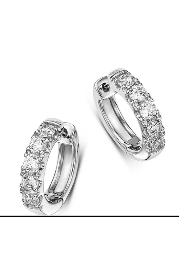 Diamond Mini Hoop Earrings In 14K White Gold, 2.0 Ct. T.W