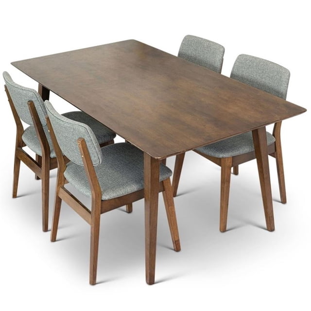 Diana Modern Solid Wood Walnut Dining Room & Kitchen Table and Chair Set of 4 - Walmart.com