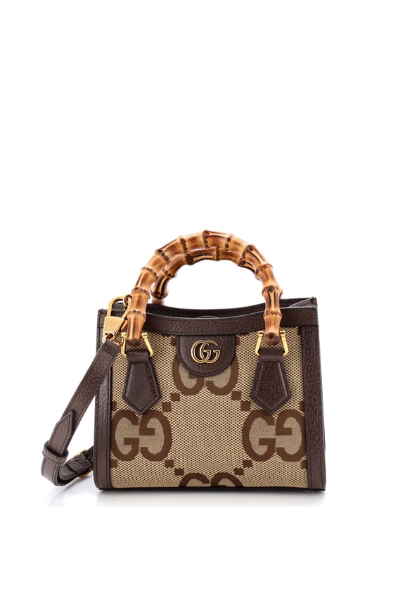 Diana NM Bamboo Handle Tote Jumbo GG Canvas Mini By Rebag