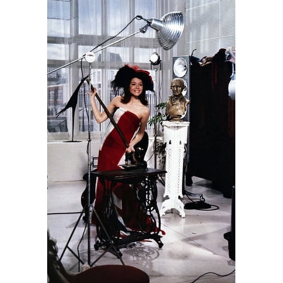Diana Rigg in The Avengers full length in red gown and hat posing 24x36 Poster