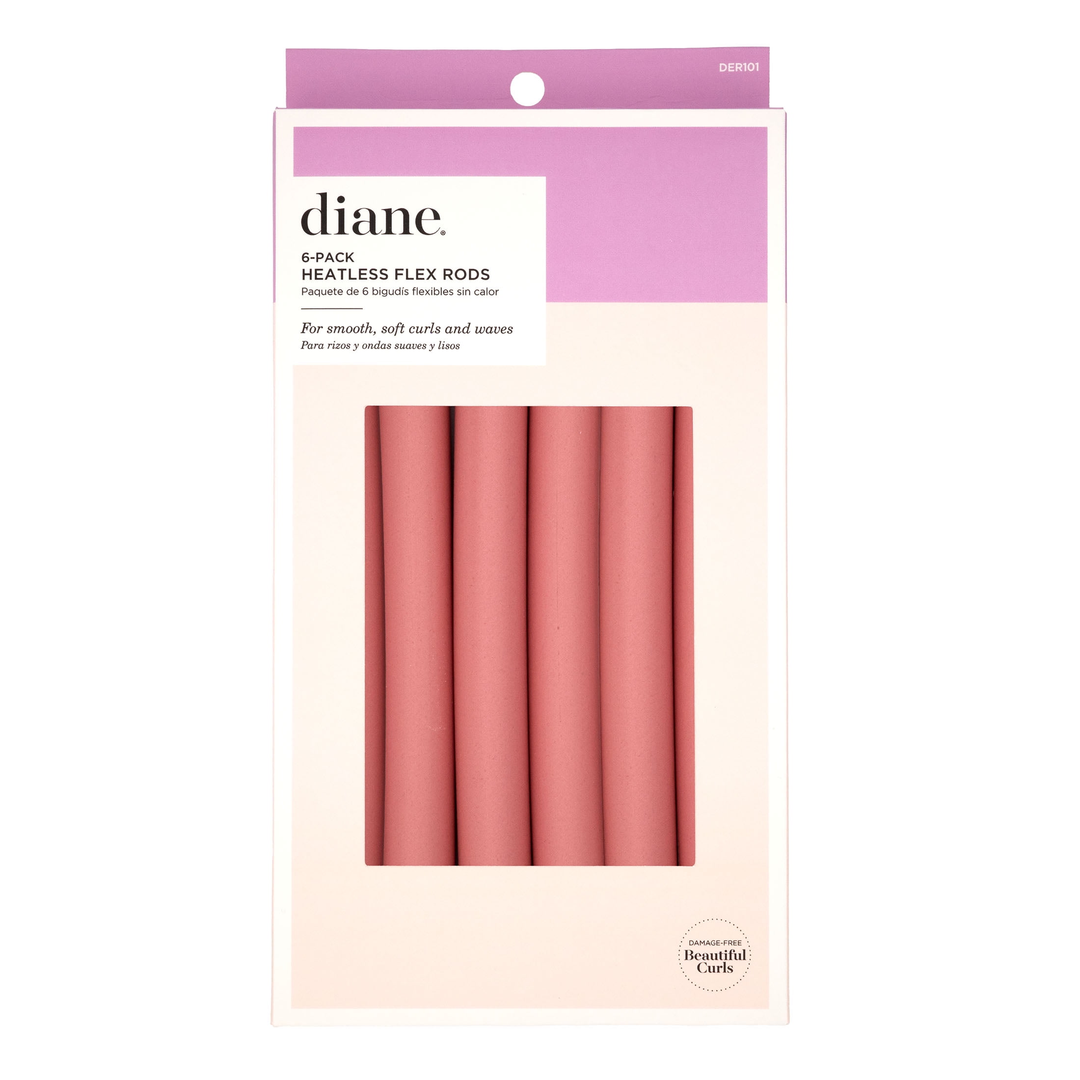 Diane 7/8" x 10" Heatless Flex Rods Hair Curlers, 6-Pack