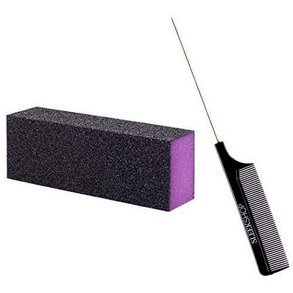 Diane by FROMM Smoothing, Shaping File Block, 2 Sided Buffer for Shaping Nails Manicure (w/Sleek All-in One Beauty Tool) Washable, Reuseable - Acrylic or Gel (MEDIUM/COARSE GRIT - D971 PURPLE)
