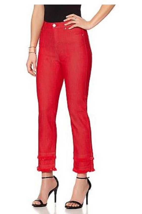 DG2 595291 Womens Size 24PW Classic Red Double Frayed Hem Cropped Jeans