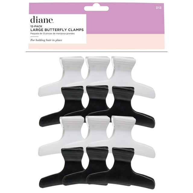 Diane Large Butterfly Hair Clips 12Pack, Black and White