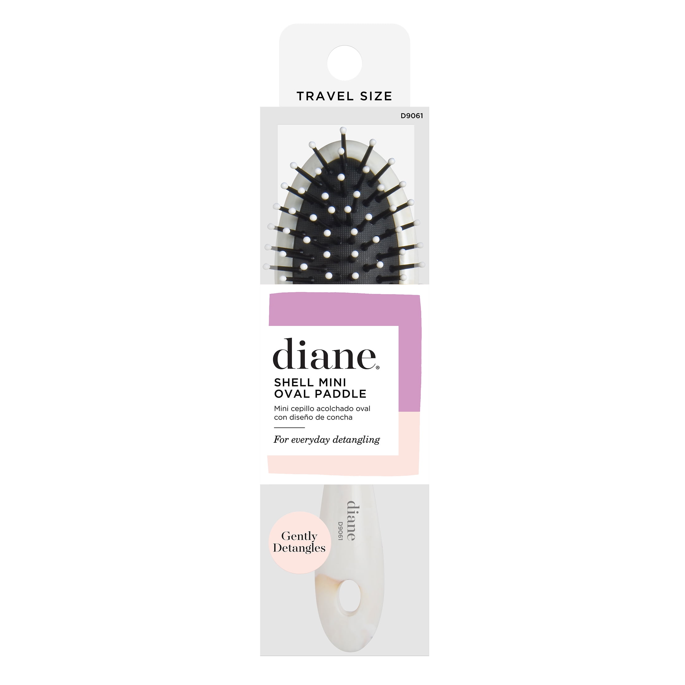 Diane Mini Travel Oval Paddle Brush for Styling and Detangling All Hair Types