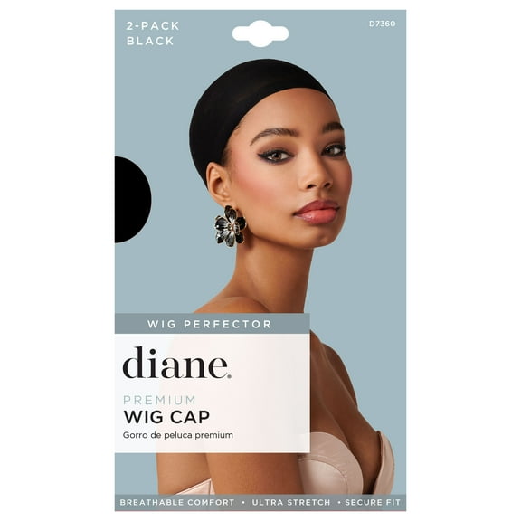Diane Premium Wig Nylon Cap, Breathable Adult Stretch Cap, 2-pack, Black