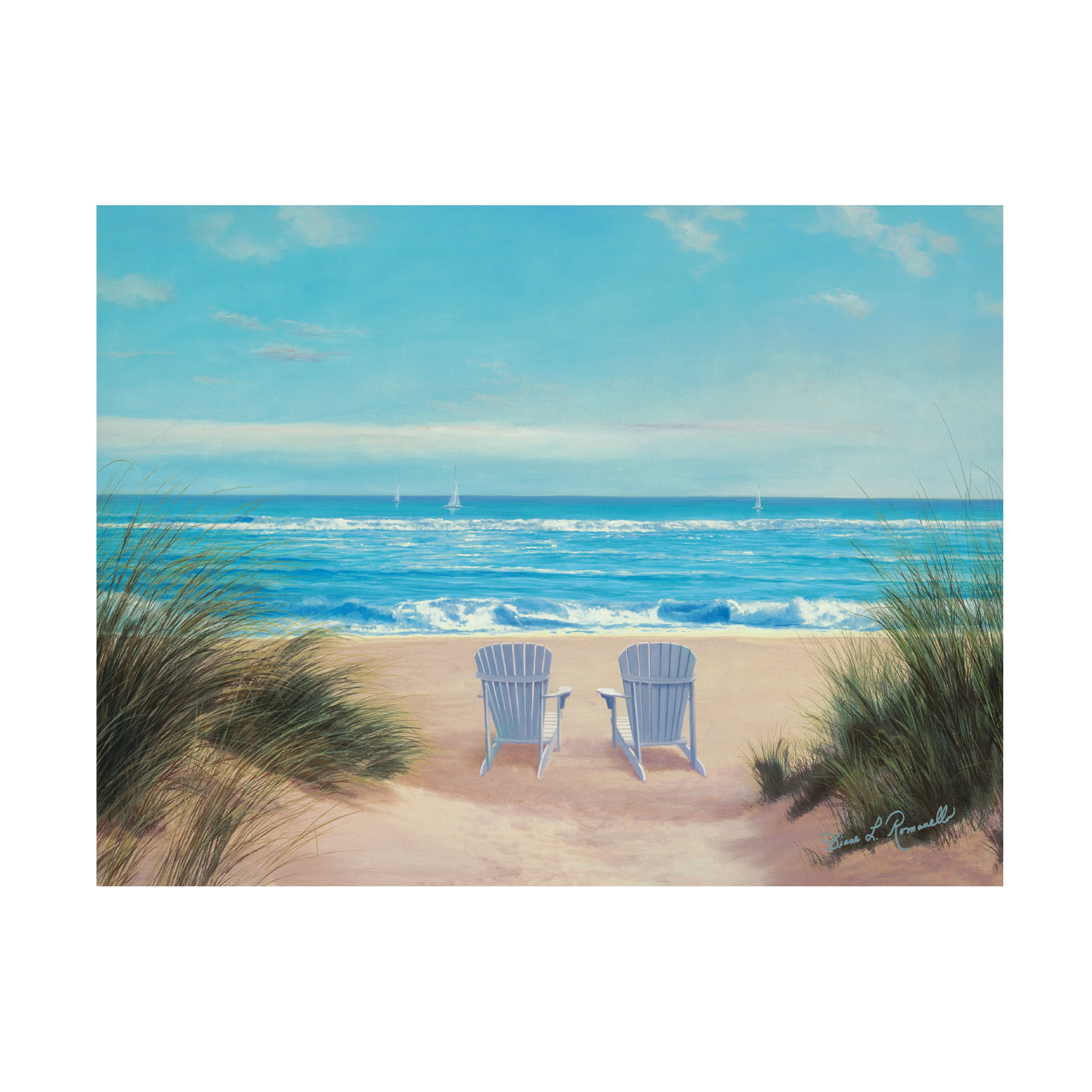 Diane Romanello 'Among Friends II' Light Blue and White Landscape Canvas Art