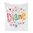 thumbnail image 1 of Diane Soft Flannel Fleece Throw Blanket, Arrangement of Letters Baby Girl Name with Geometric Shapes Circles Rhombuses, Cozy Plush for Indoor and Outdoor Use, 50" x 60", Multicolor, by Ambesonne, 1 of 5