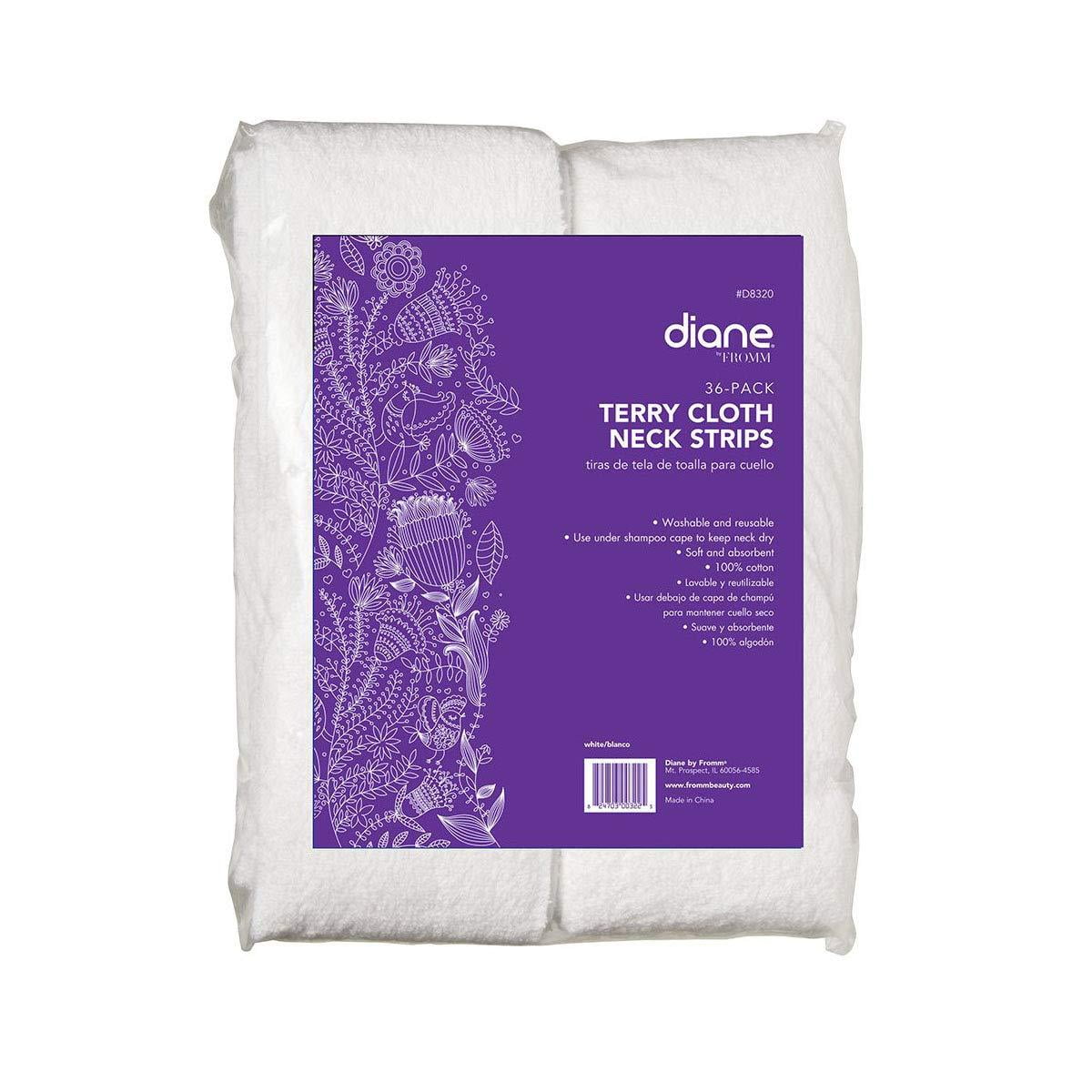 Diane Terry Cloth Neck Strips, Fast Drying Towel for Neck Use at Barber Shop, Salon, Spa, Extra Durable, Absorbent, White, 36 Count (Pack of 1), D8320