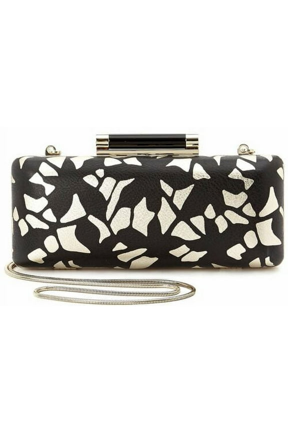 Tonda Black Gold Leather Lace Clutch Evening Bag New