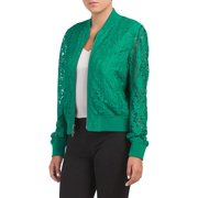 Diane von Furstenberg Kennadie Lace Bomber Jacket, Ever Green - Medium