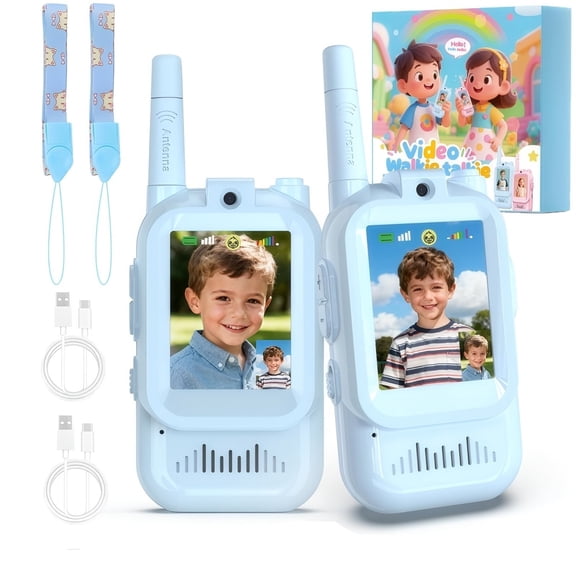 Dianli 2PC Video Walkie Talkies for Kids Ages 3-12 Rechargeable Walkie Talkies With Color Screen, Voice Changer, Long-Range Two-Way Radio, USB Charging, Durable Kids Toys Gift