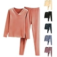 thumbnail image 1 of Dianli 2PC Women Warm Velvet V Neck Long Sleeve Pajama Set Loose Comfortable Top and Elastic Waist Pants Thermal Home Sleepwear Soft Cozy Loungewear Relaxed Fit Easy Care, 1 of 6