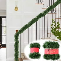 Dianli 2m X 4m Artificial Rattan Decorative Garland Encrypted Simulation Vine Christmas Grass Green Leaf Swag Holiday Decoration Home Wall Door Window Party Ornament Use