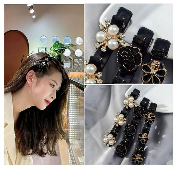 Dianli 3-Pack Hair Clips Braiding Styling Bangs Side Clips Double-Layer Fixed Braided Hairpins Assorted Colors Thousand Feathers Nightfall Memories for Women