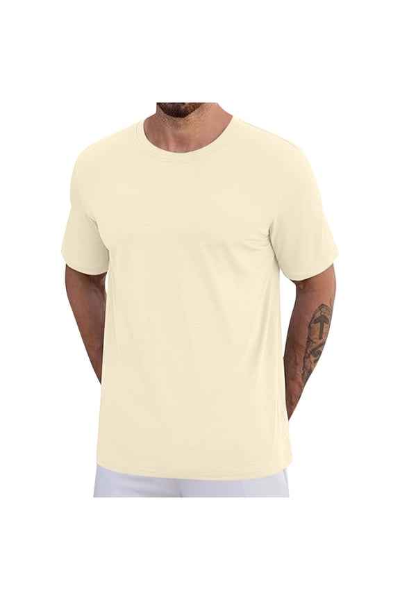 Activewear Men's Sport Solid Color Short Sleeve Round Neck Casual T-Shirt Quick-Dry Breathable Moisture-Wicking Stretch Athletic Tee Gym Training Workout