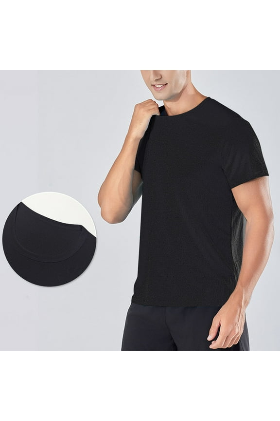 Activewear Running Men's Solid Color Stretch Short Sleeve Round Neck Performance Top Casual Fashion Elastic Breathable Quick-Dry Slim-Fit Running Fitness Tee Workout Training