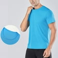 thumbnail image 1 of Dianli Activewear Running Men's Solid Color Stretch Short Sleeve Round Neck Performance Top Casual Fashion Elastic Breathable Quick-Dry Slim-Fit Running Fitness Tee Workout Training, 1 of 9