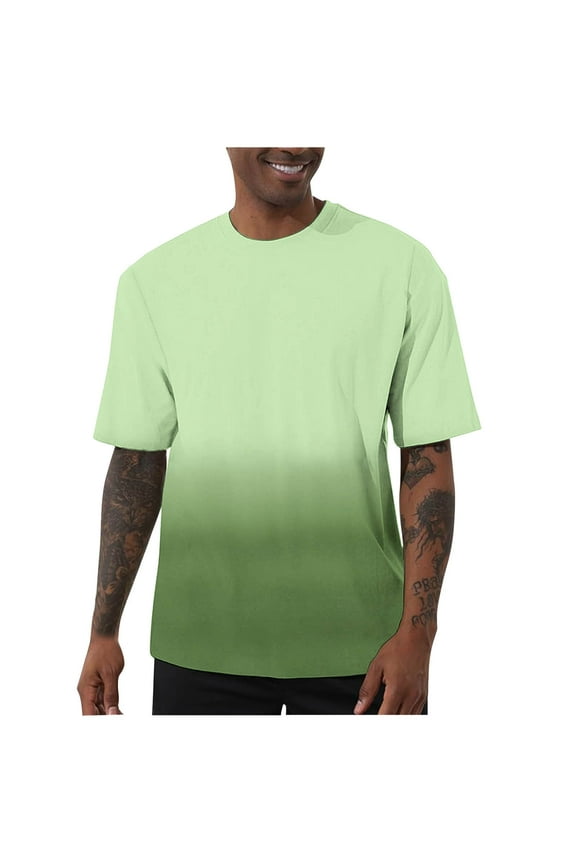 Activewear Workout Men's Gradient Printed Elastic Sports Short Sleeve Round Neck Performance T-Shirt Lightweight Breathable Quick-Dry Stretch Gym Casual Top Activewear Workout