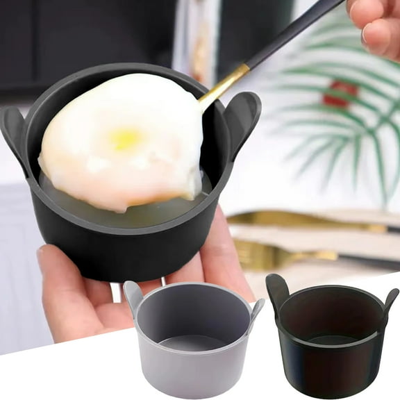 Dianli Airfryer Silicone Egg Cup Thickened Double Handle Baked Egg Muffin Mold Nonstick Boiled Egg Cup for Air Fryer Oven Microwave Dishwasher Safe Gray 7.5x7.5cm