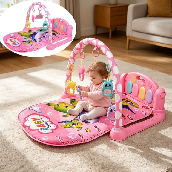 Dianli Baby Piano Play Mat Musical Activity Gym Kids Interactive Wrap Mat with Lights Extra Thick Soft Foldable Play Pad for Living Room Bedroom Nursery