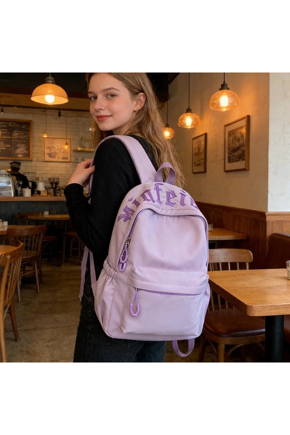 Backpack School Bag Fresh Backpack for Men And Women Large Capacity Embroidered Double Shoulder Leisure Travel Daypack Campus Bag Commuter Backpack