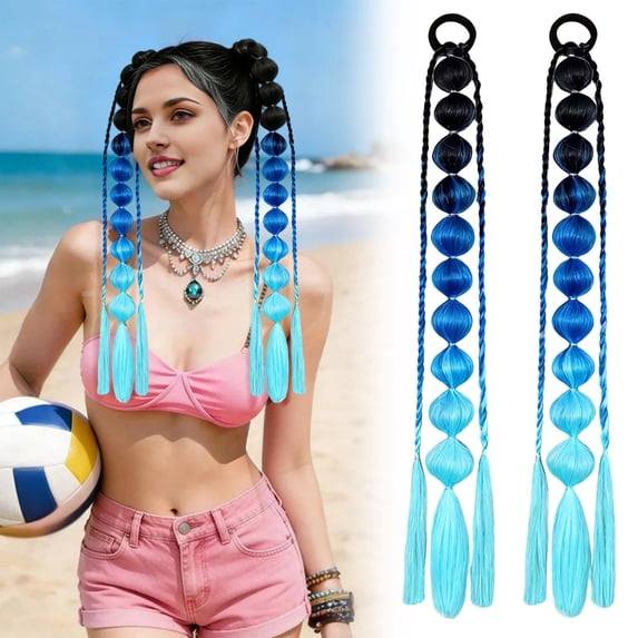 Dianli Braided Hair Extension Three-Color Gradient Hand-Woven Braided Ponytail Synthetic Clip-in Long High Ponytail Style Heat-Resistant Fiber for Daily Wear Cosplay Party