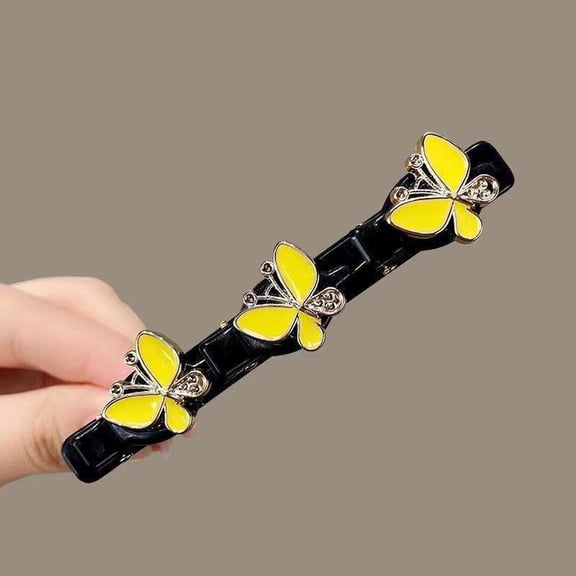 Dianli Butterfly Hair Clip Side Clip Hairpin for Women Summer Forehead Bangs Broken Hair Fix Elastic Non-Slip Alligator Pin Yellow