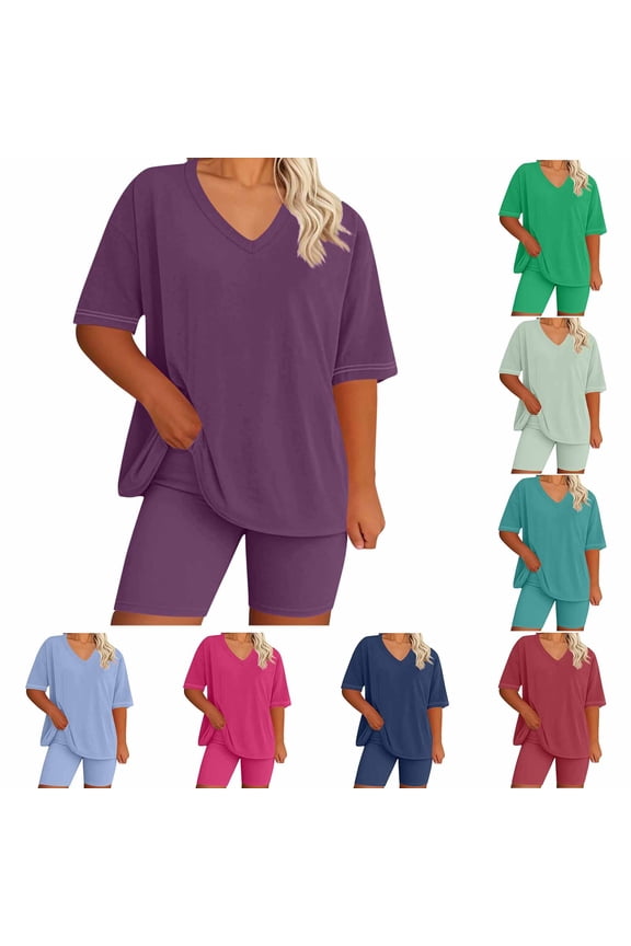 Casual Two Piece Womens Summer Short Sleeve Button Up Shirt And Drawstring Shorts Set Lightweight Cotton Linen Relaxed Fit Home Suit Matching Set