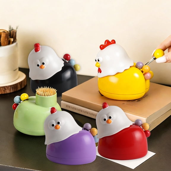 Dianli Chick Toothpick Fruit Fork Set Adorable Chick Shaped Toothpick Holder With Stainless Fruit Forks Cute Kitchen Table Party Appetizer Picks Novelty Serving Tool