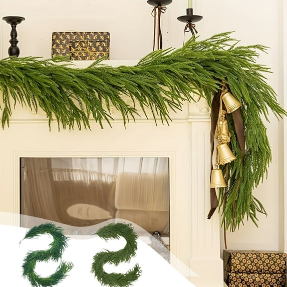 Dianli Christmas Decor 150CM Artificial Pine Garland Soft Rubber Rattan Greenery Vine Door Hanging Holiday Garland Decorative Wreath for Fireplace, Wall, and Table Time-Limited Price Slashes & Steals